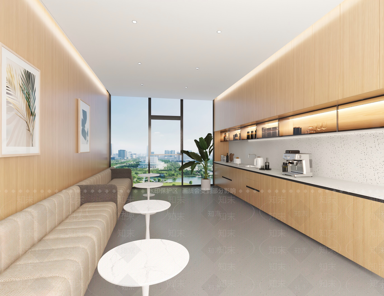 现代原木茶水间3D模型下载【ID:1200481800】