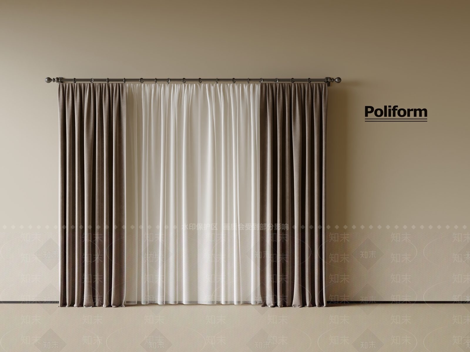 现代通用窗帘3D模型下载【ID:1200483453】