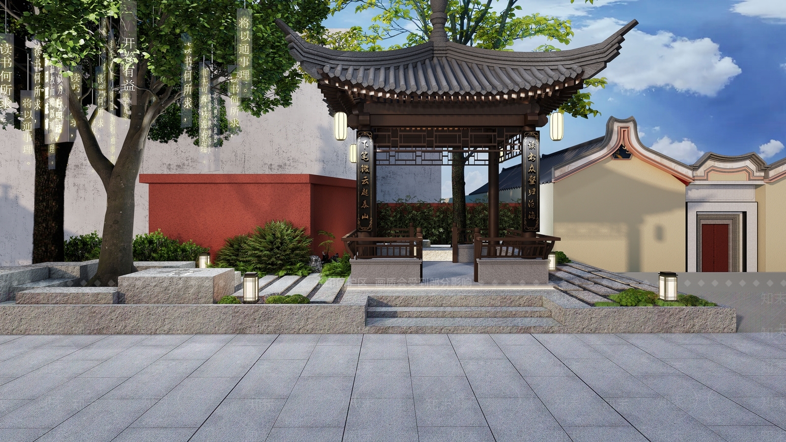 新中式侘寂古建筑SU模型下载【ID:1200619030】