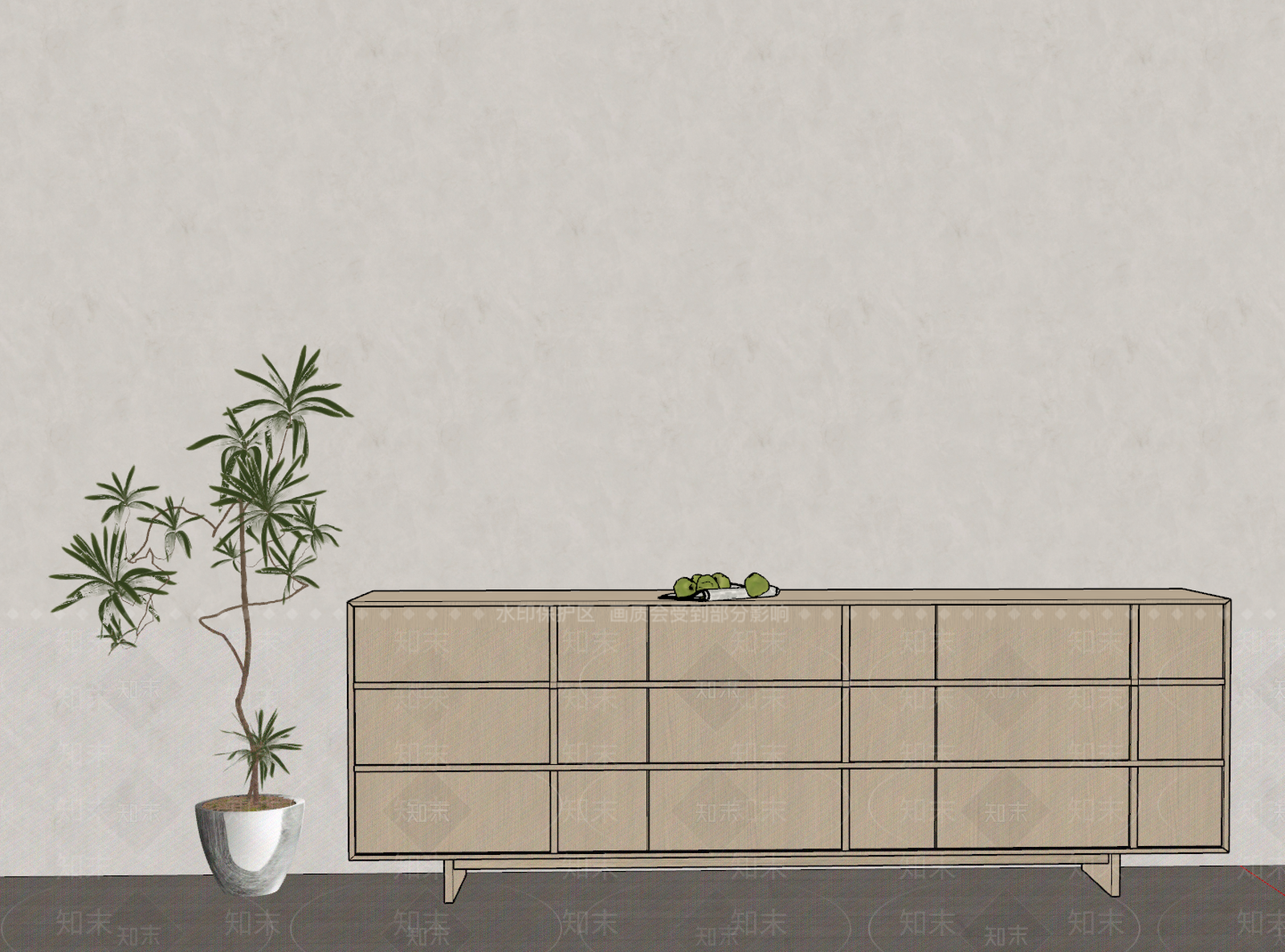 禅意日式储物柜SU模型下载【ID:1200485679】