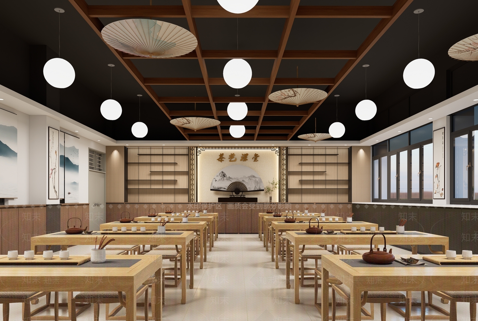 新中式中式其他学校空间SU模型下载【ID:1200493437】