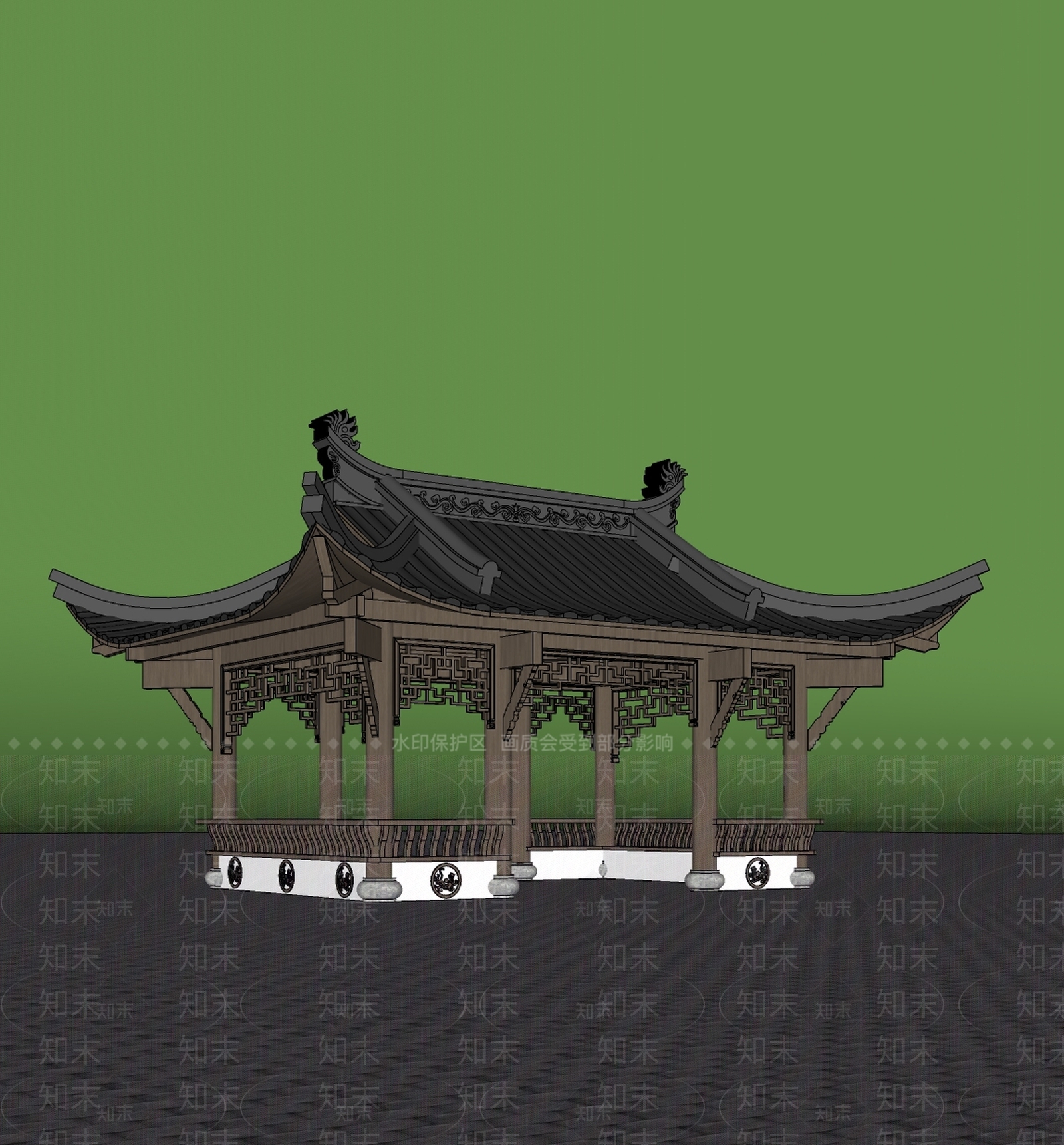 新中式亭子SU模型下载【ID:1200494206】