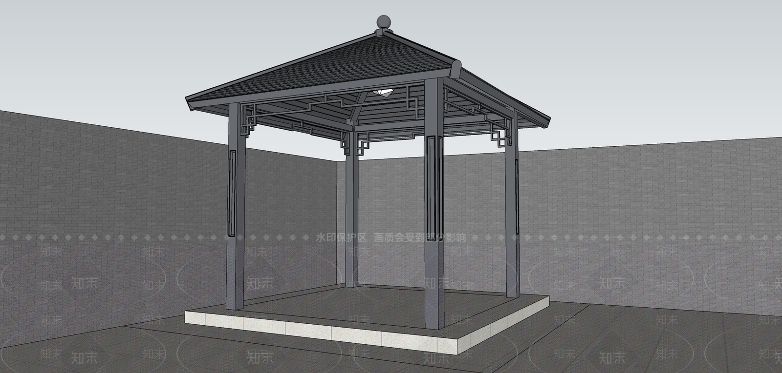 新中式现代古建筑SU模型下载【ID:1200500347】