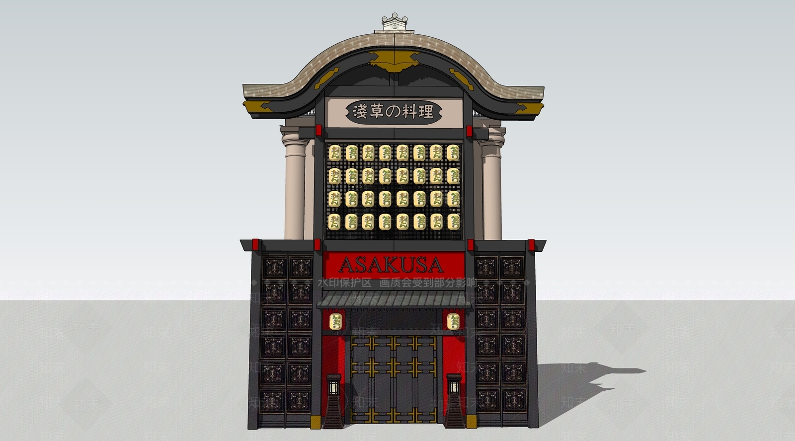 日式餐饮建筑SU模型下载【ID:1200504541】