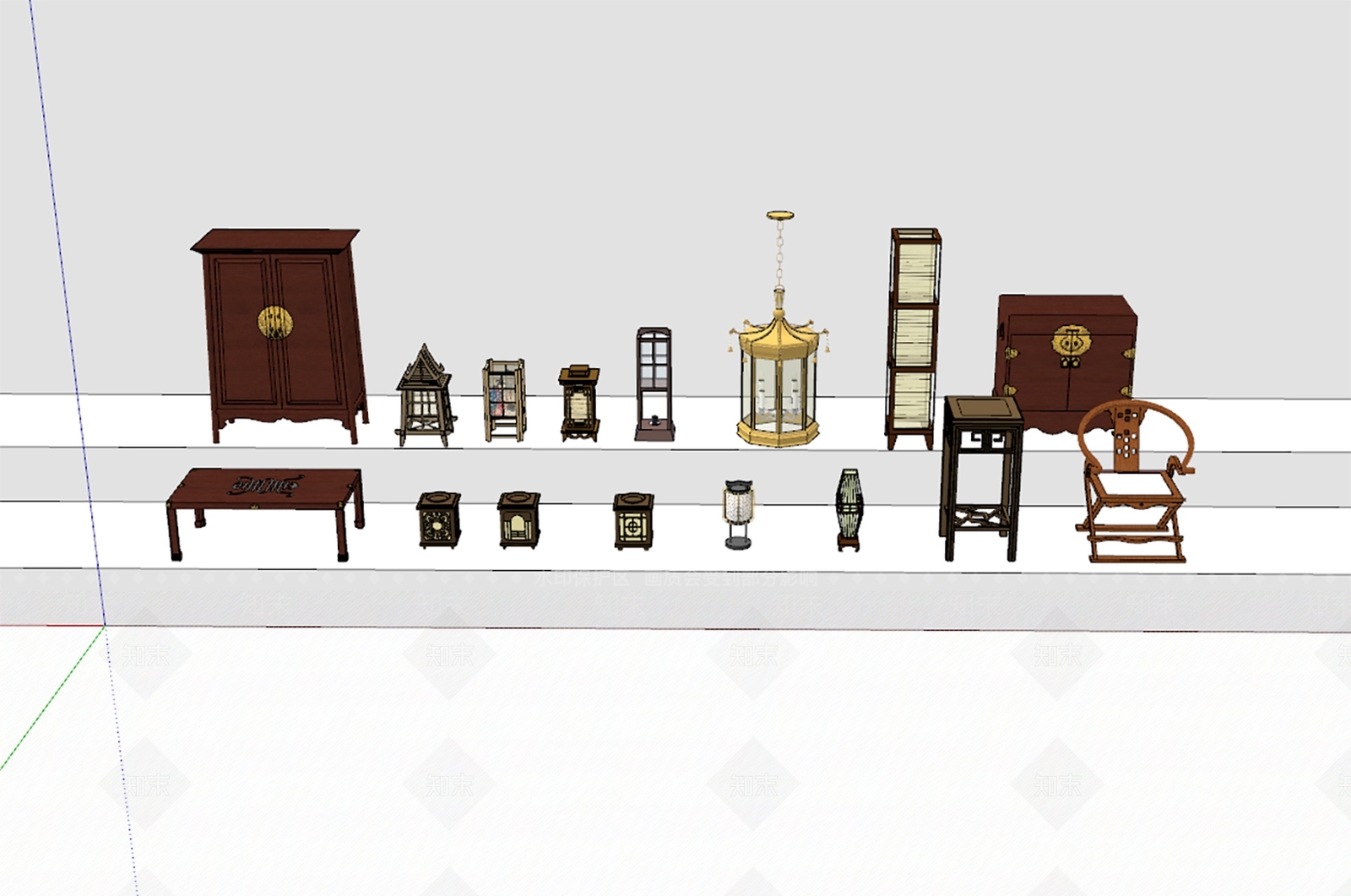 中式新中式草坪灯SU模型下载【ID:1200506955】