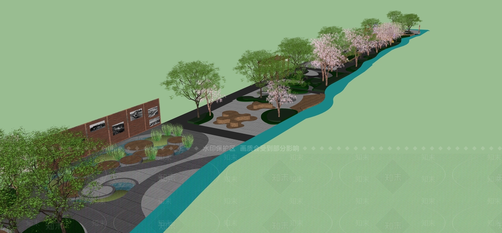现代口袋公园SU模型下载【ID:1200506534】