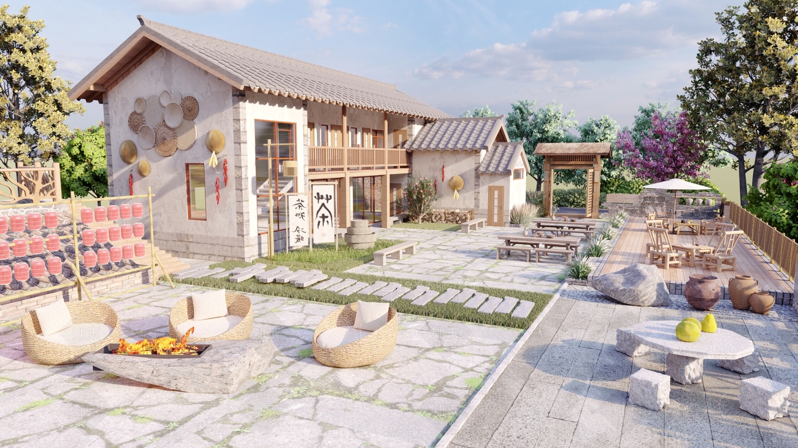 现代乡村庭院SU模型下载【ID:1200511242】