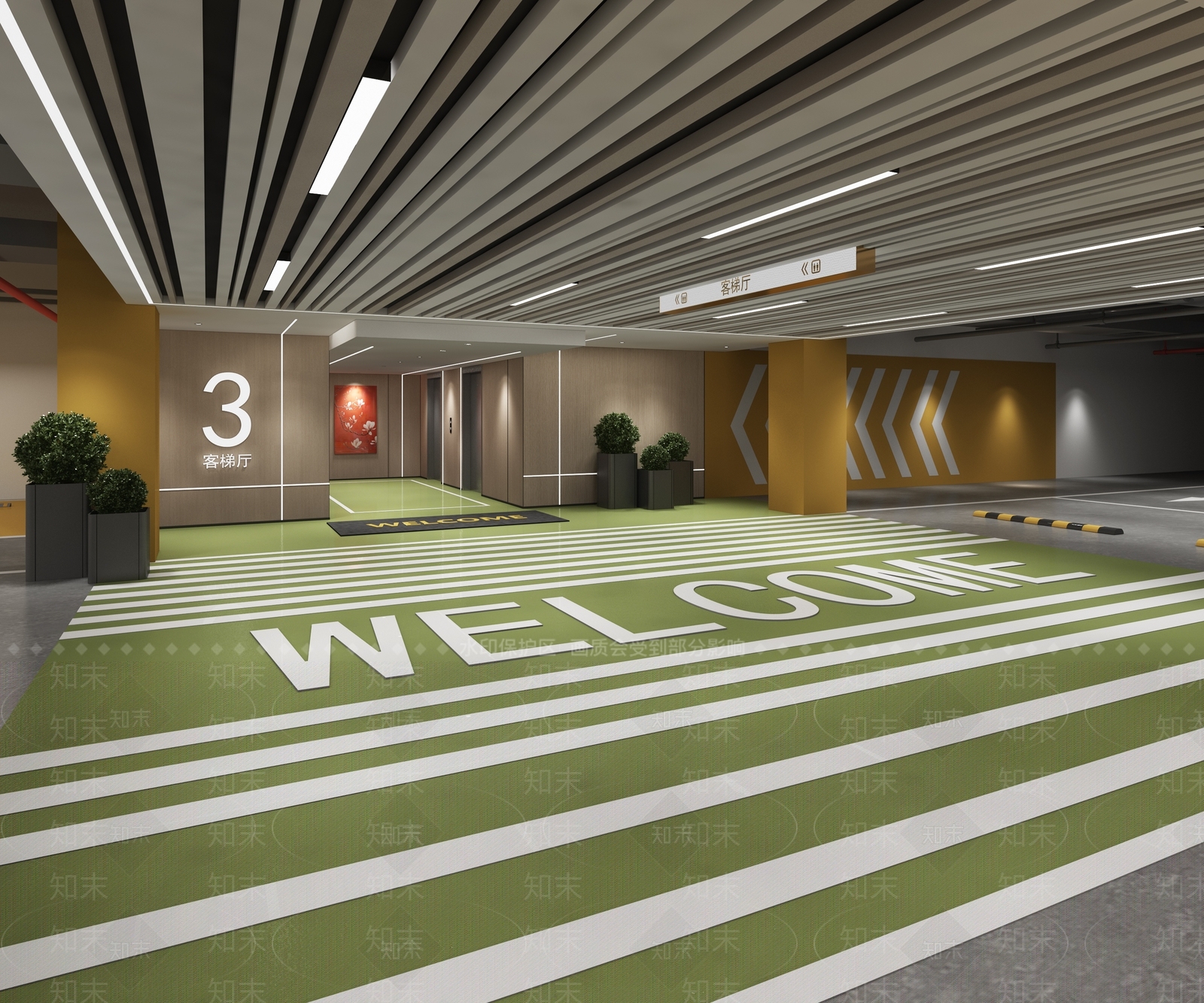 现代室内停车场3D模型下载【ID:1200511578】