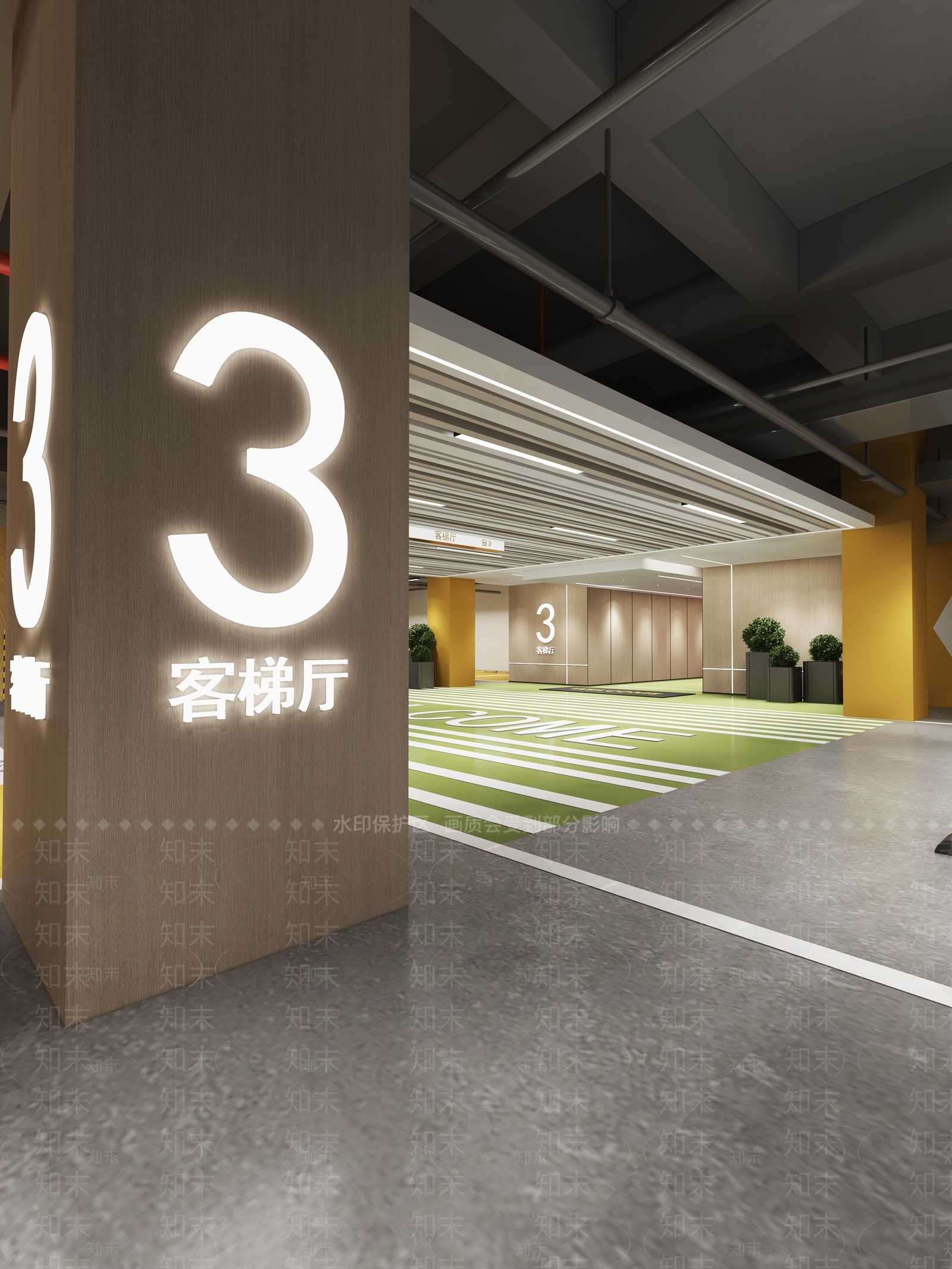 现代室内停车场3D模型下载【ID:1200511578】
