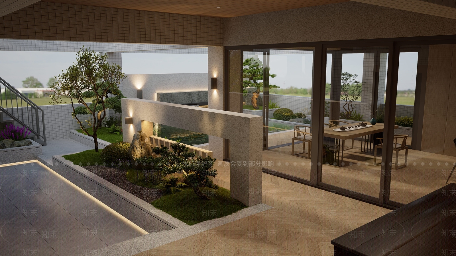 现代屋顶花园SU模型下载【ID:1200511854】