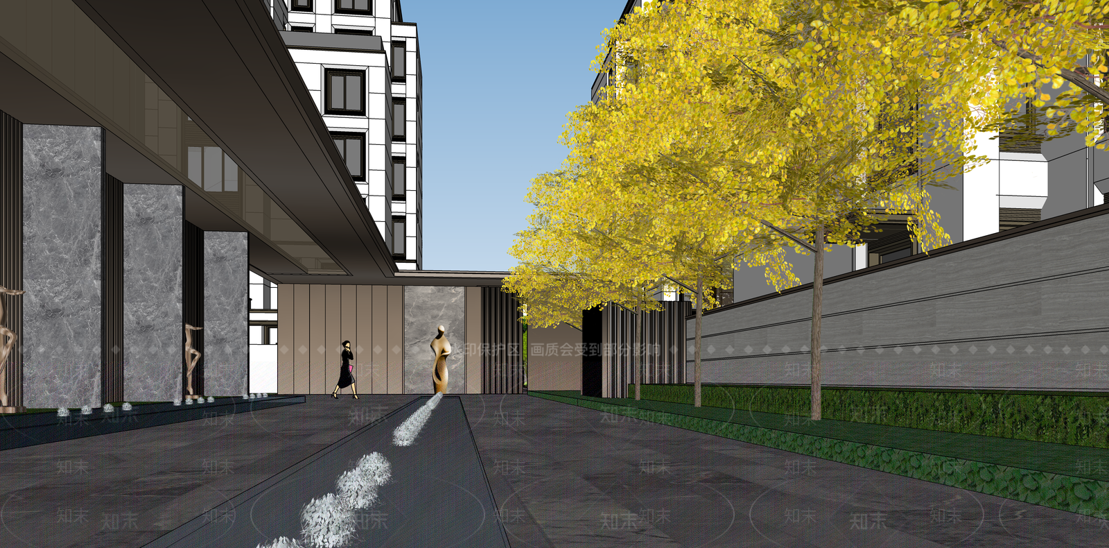 现代轻奢小区建筑SU模型下载【ID:1200511914】