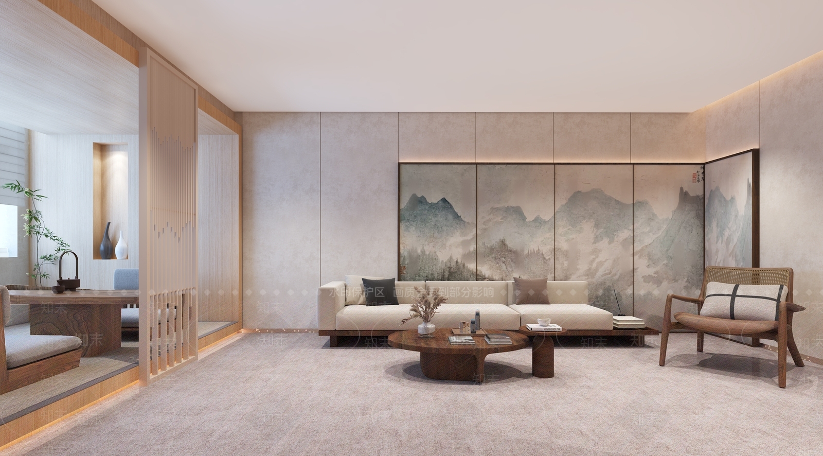 山水挂画山水画3D模型下载【ID:1227346495】