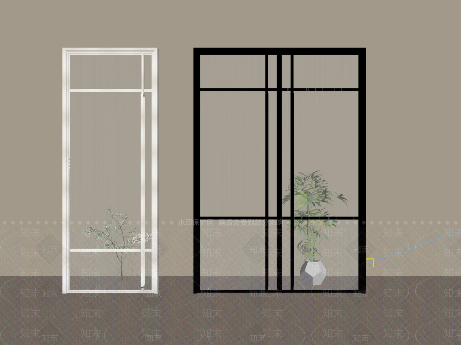 现代意式推拉门SU模型下载【ID:1200514247】