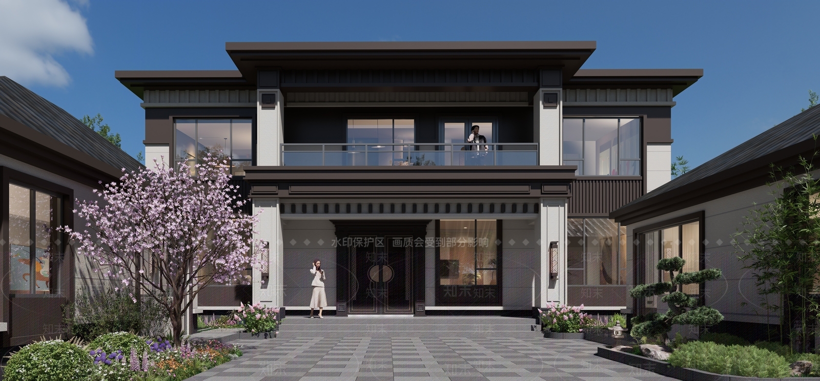 新中式中式别墅SU模型下载【ID:1200516916】