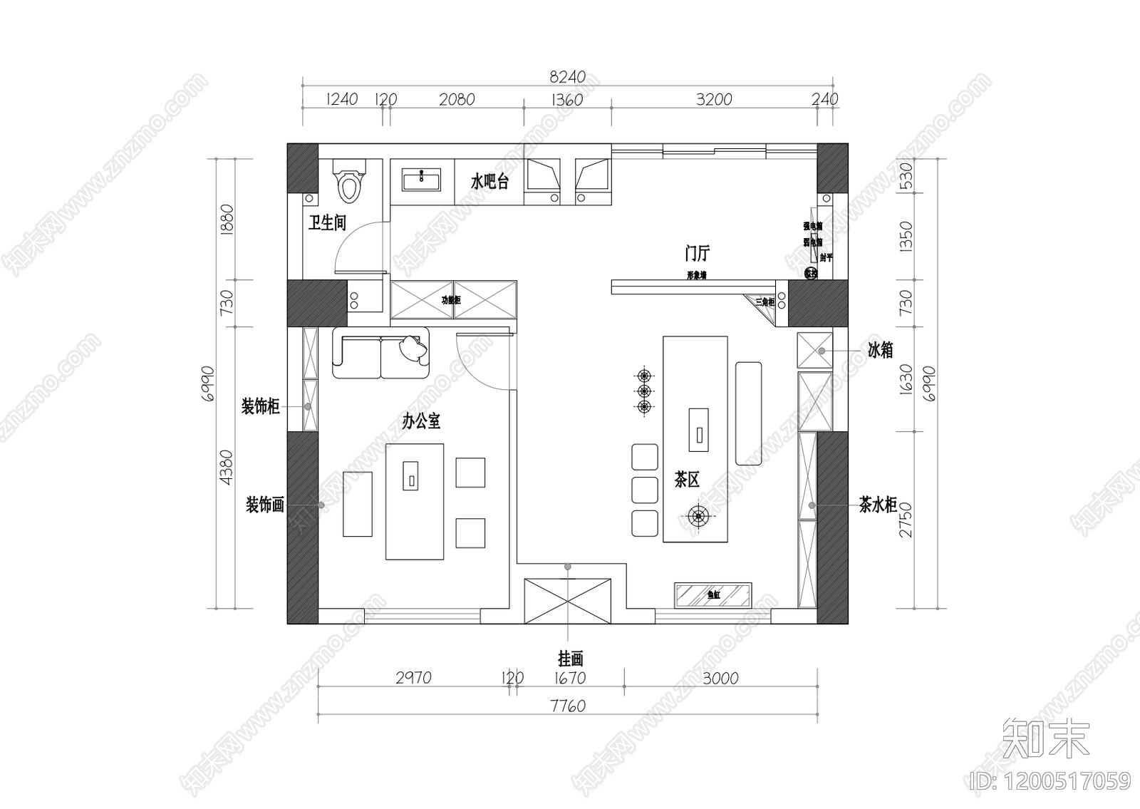 现代新中式工作室施工图下载【ID:1200517059】