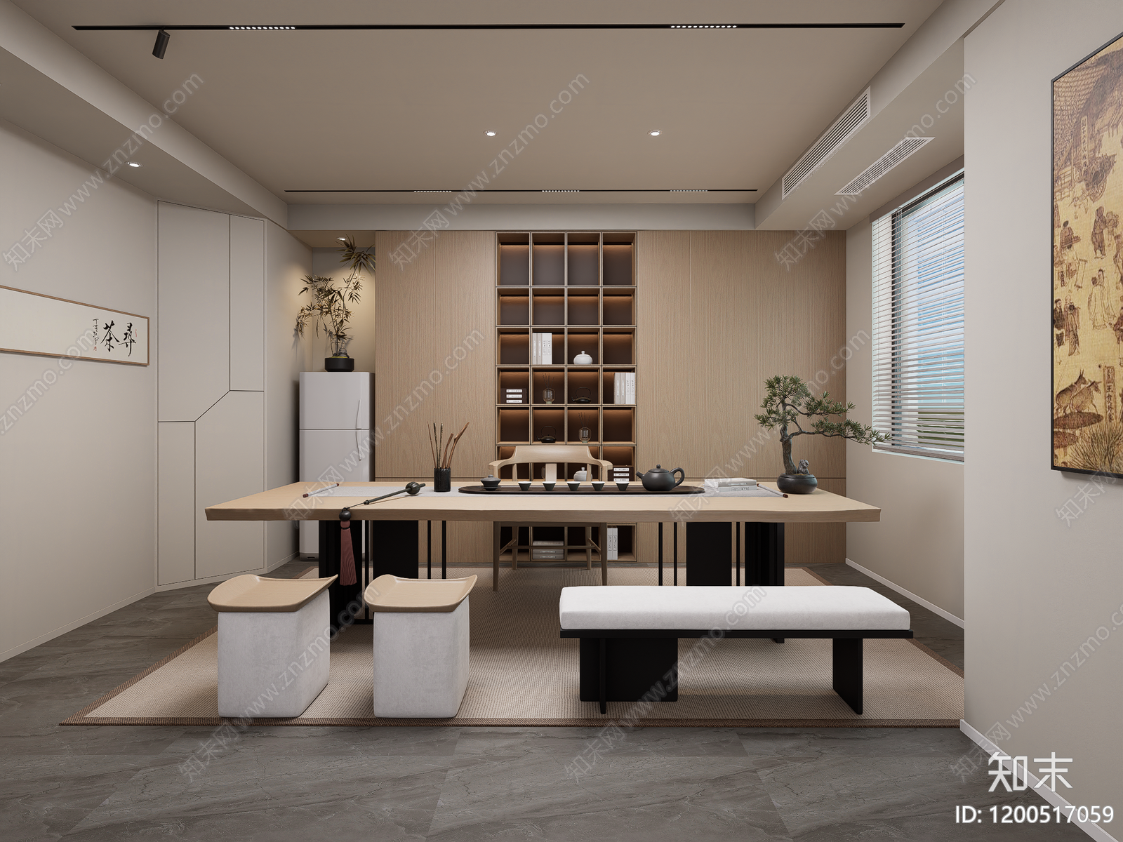 现代新中式工作室cad施工图下载【ID:1200517059】