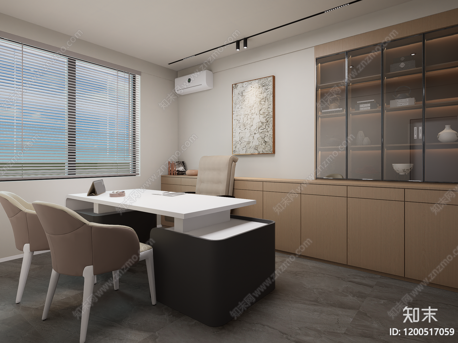 现代新中式工作室cad施工图下载【ID:1200517059】