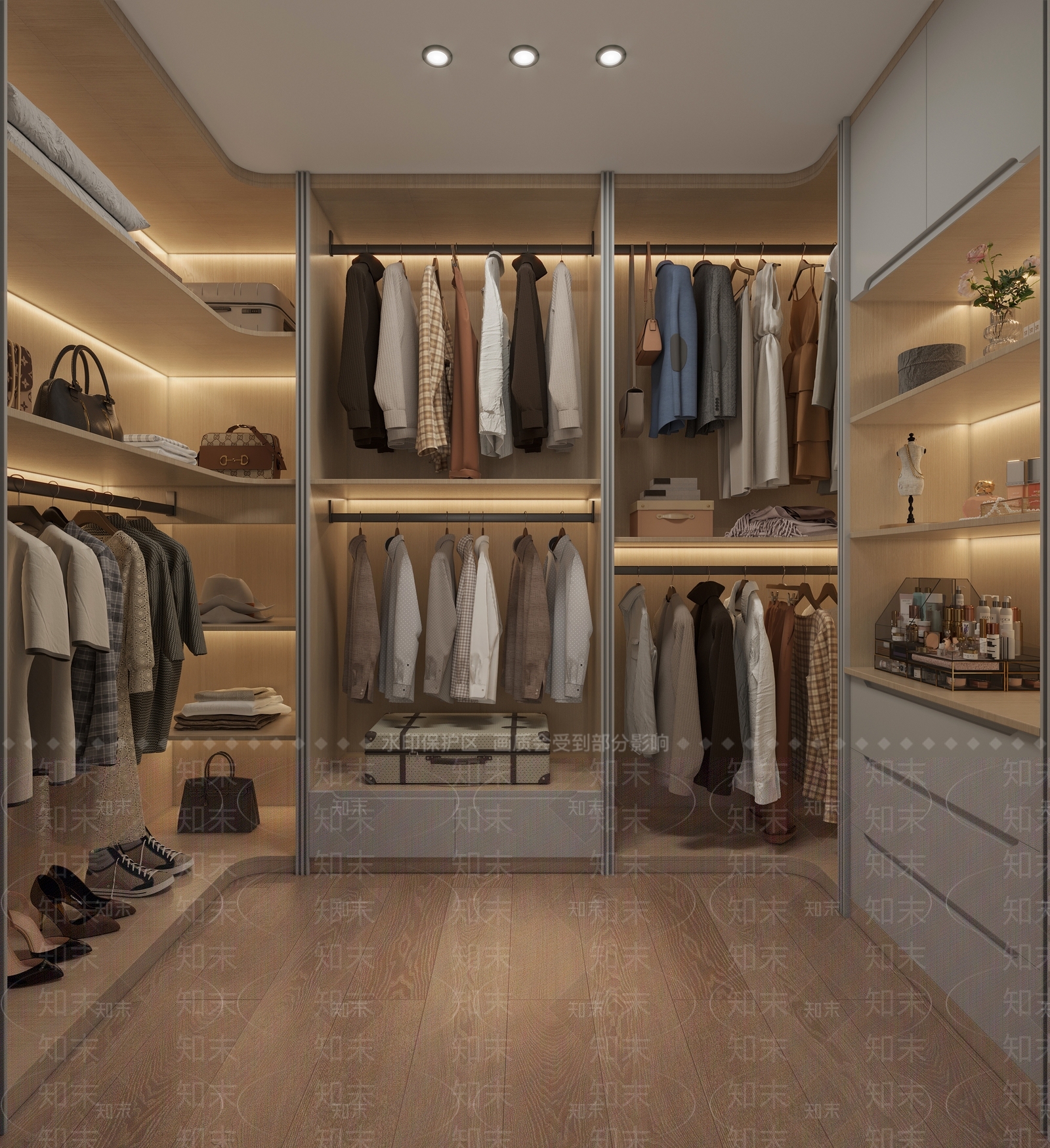 现代原木衣帽间3D模型下载【ID:1200517437】