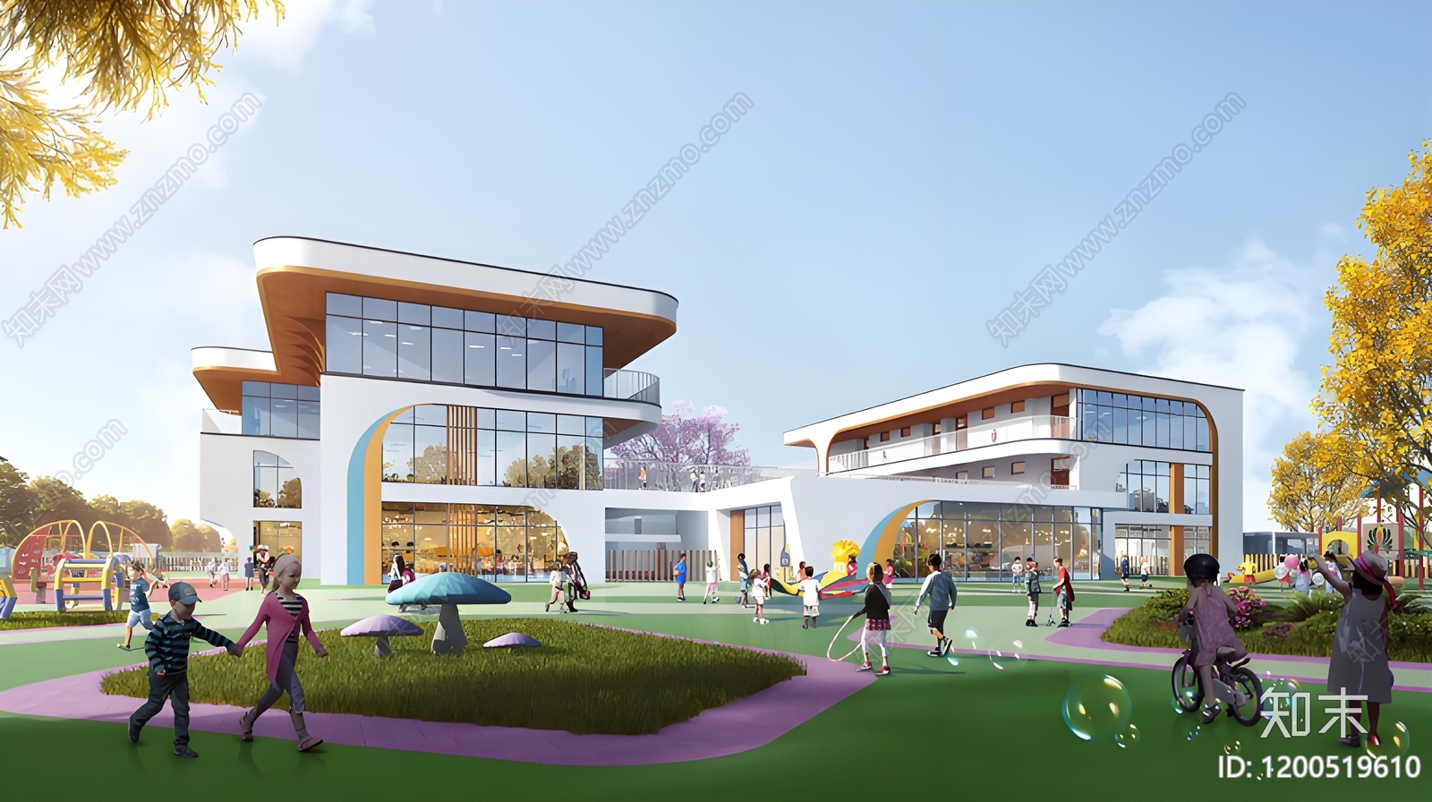 现代幼儿园建筑施工图下载【ID:1200519610】