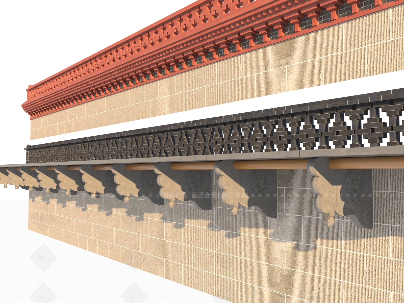 现代中式艺术风格建筑3D模型下载【ID:1200520474】