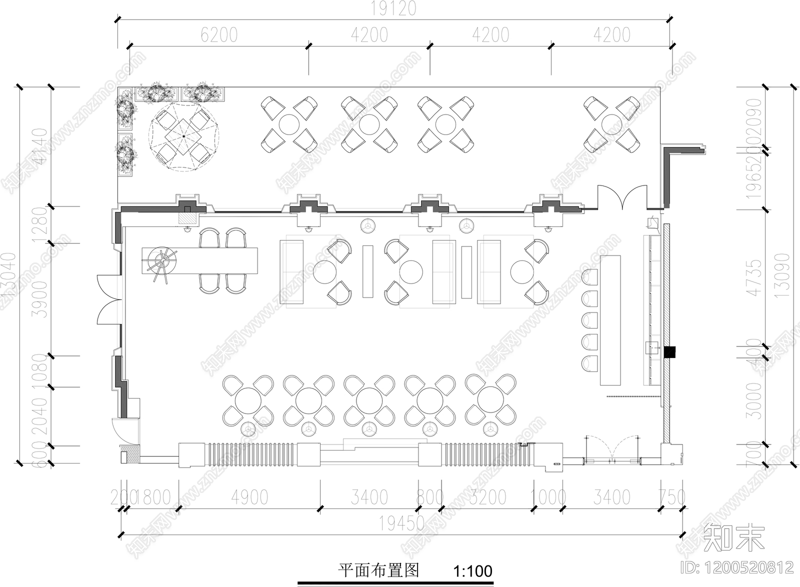 现代咖啡厅施工图下载【ID:1200520812】
