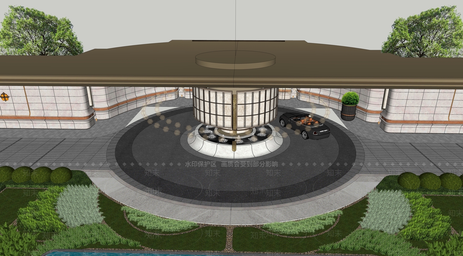 现代售楼处建筑SU模型下载【ID:1200524096】