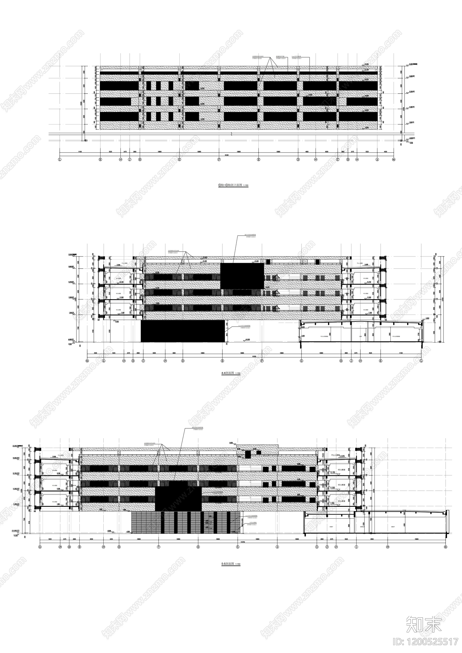 现代学校建筑cad施工图下载【ID:1200525517】