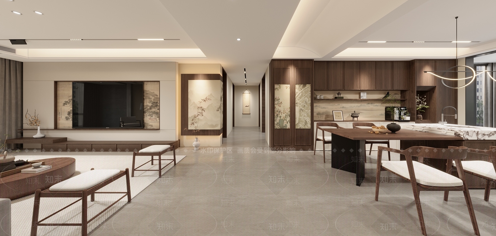 新中式宋式客餐厅3D模型下载【ID:1200527895】