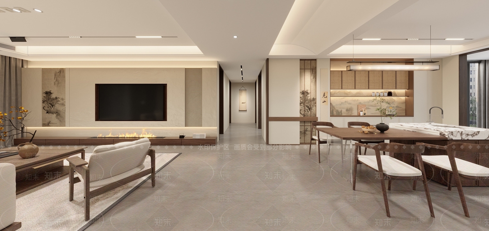 新中式宋式客餐厅3D模型下载【ID:1200528683】