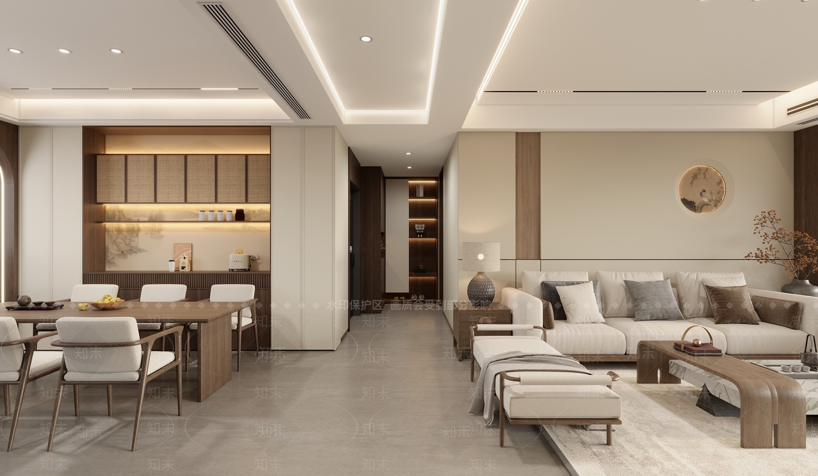 新中式客餐厅3D模型下载【ID:1215183270】