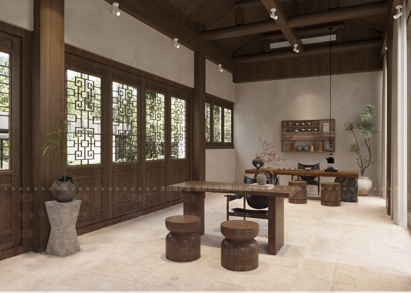 中式新中式民宿3D模型下载【ID:1200529049】