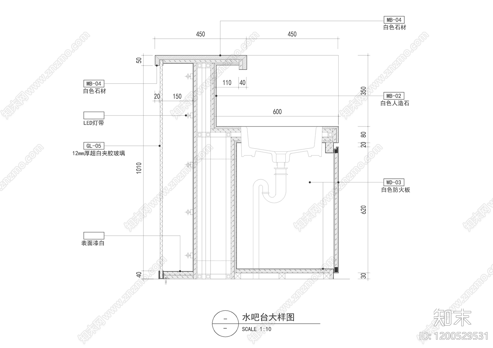 吧台节点cad施工图下载【ID:1200529531】