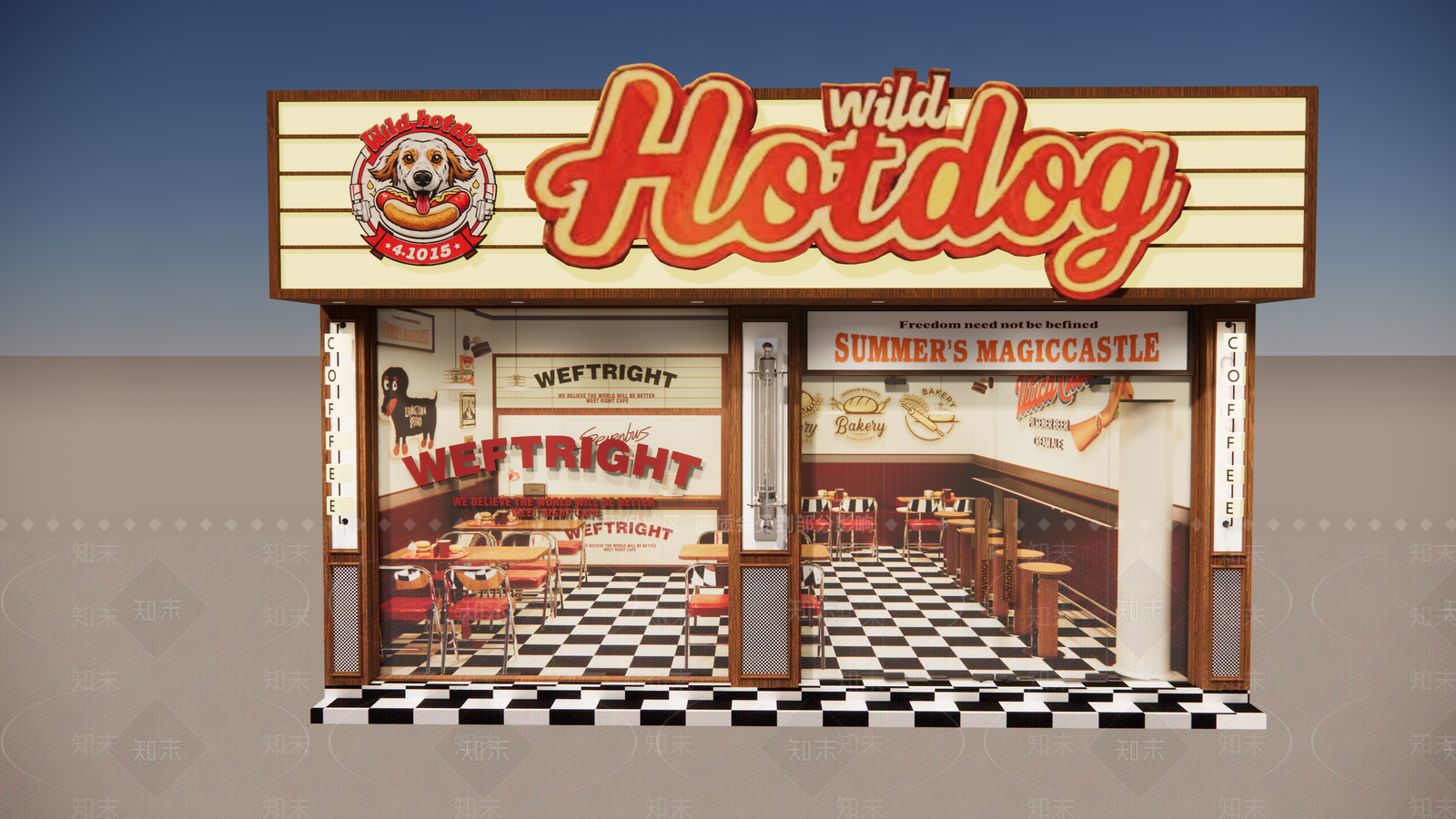 复古工业茶餐厅SU模型下载【ID:1200532246】