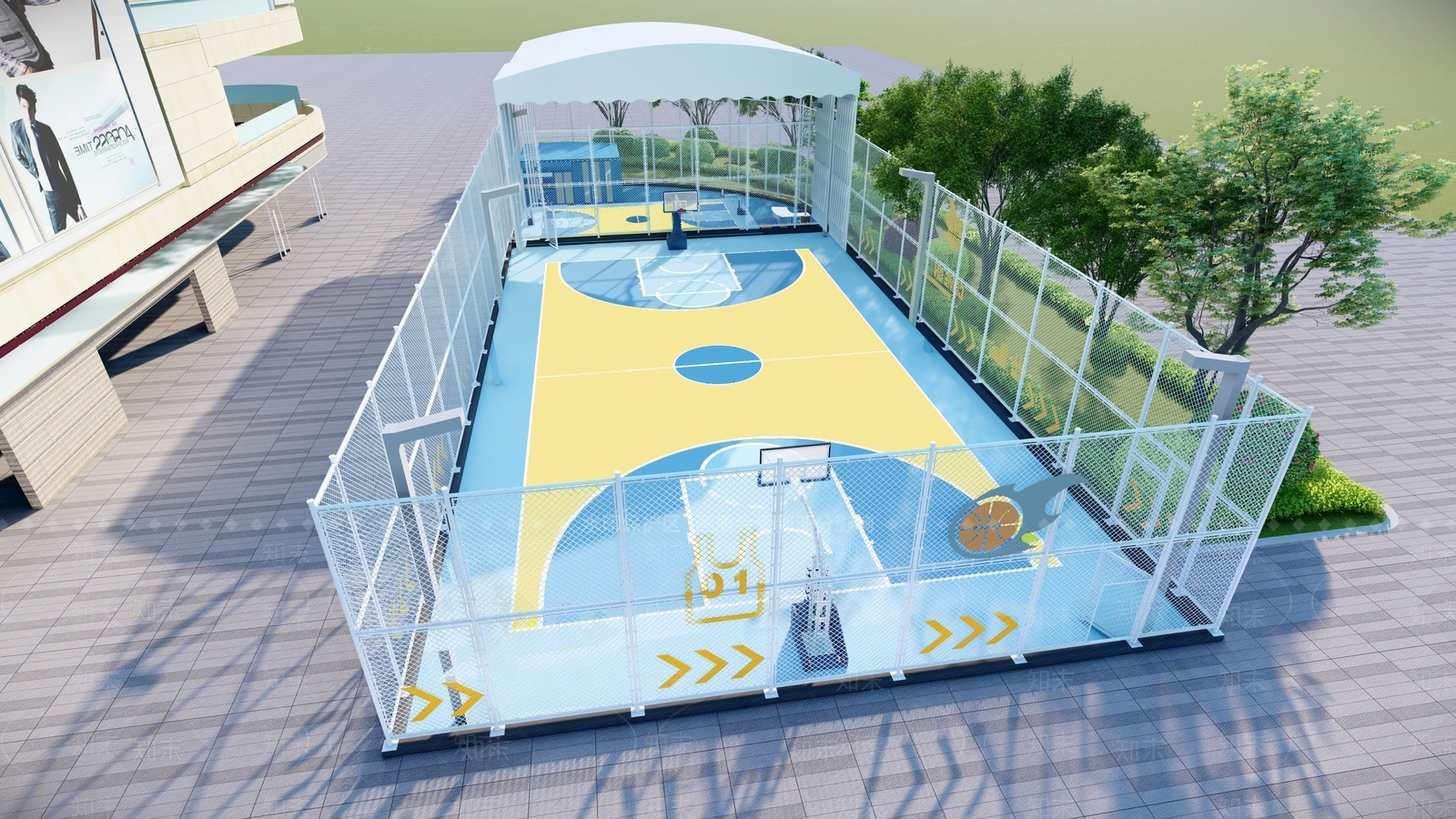 现代体育场馆景观SU模型下载【ID:1200540496】