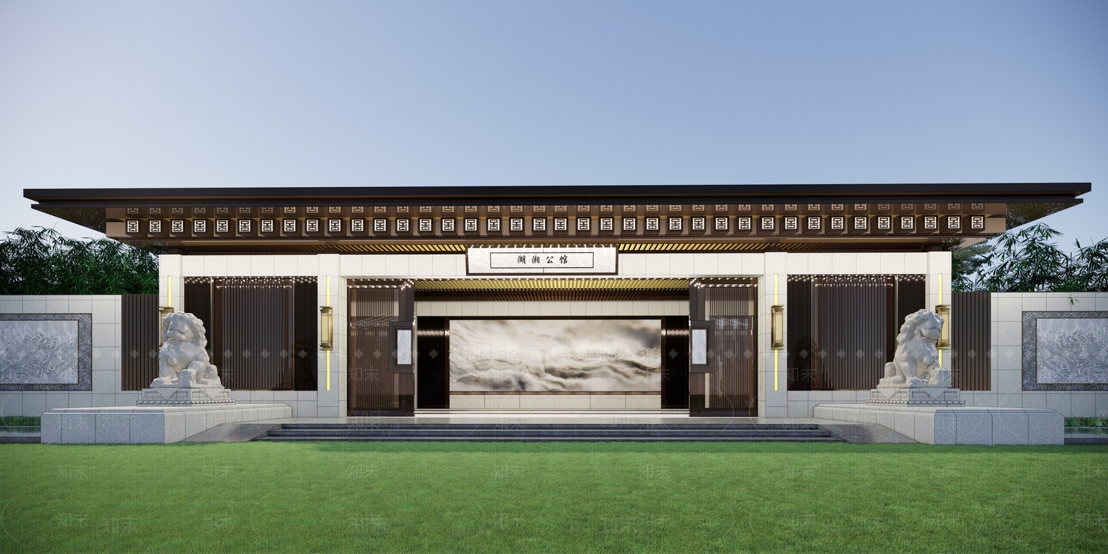 中式售楼处建筑SU模型下载【ID:1200540655】