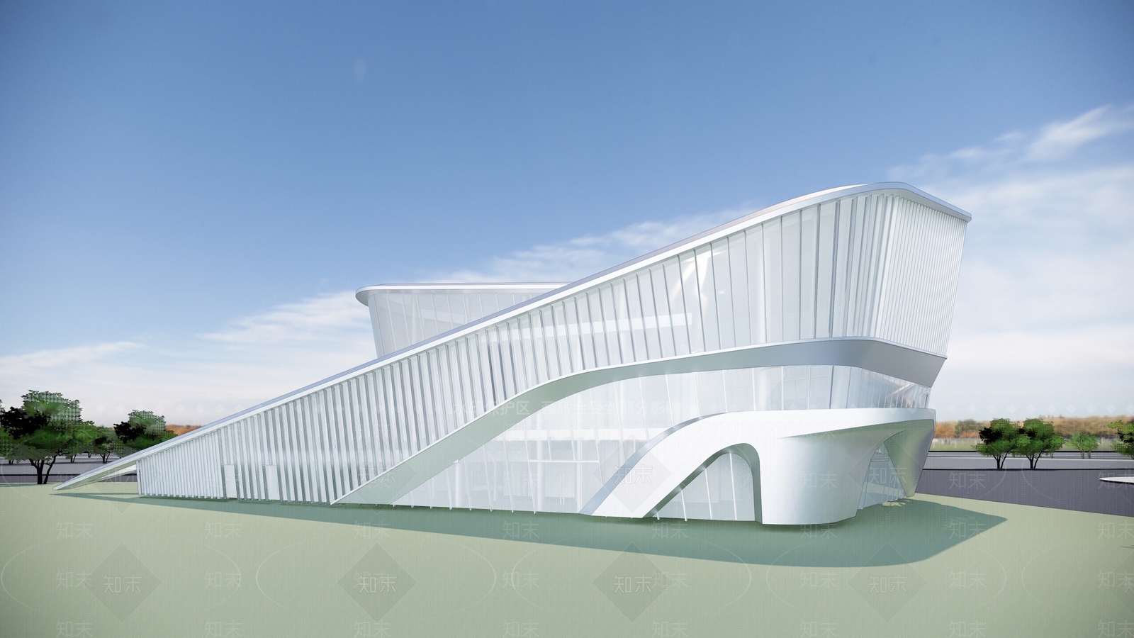 现代售楼处建筑SU模型下载【ID:1200540707】