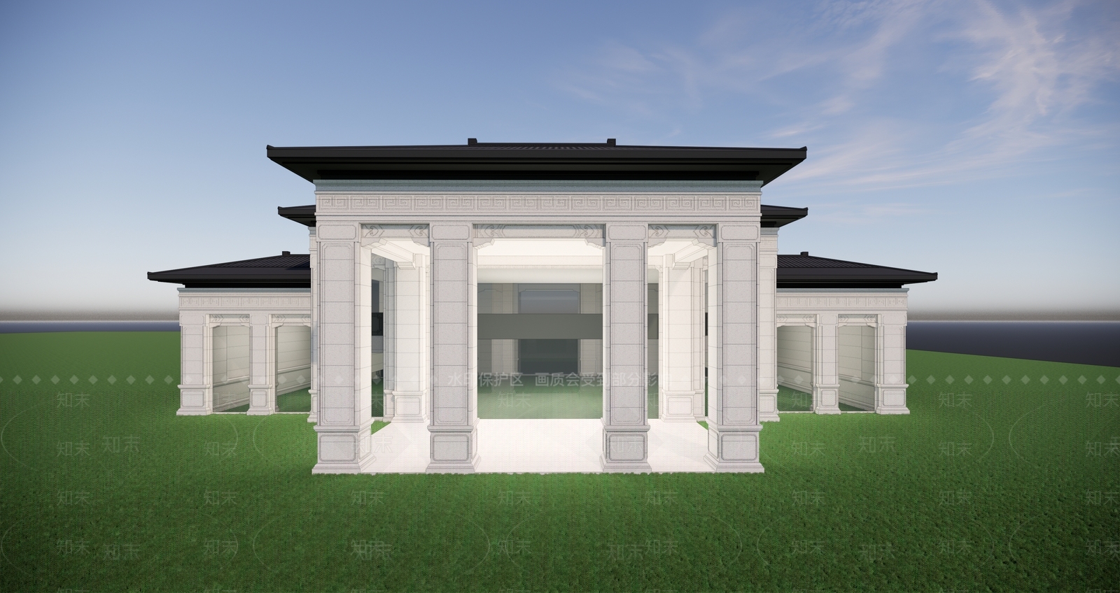 中式售楼处建筑SU模型下载【ID:1200540821】