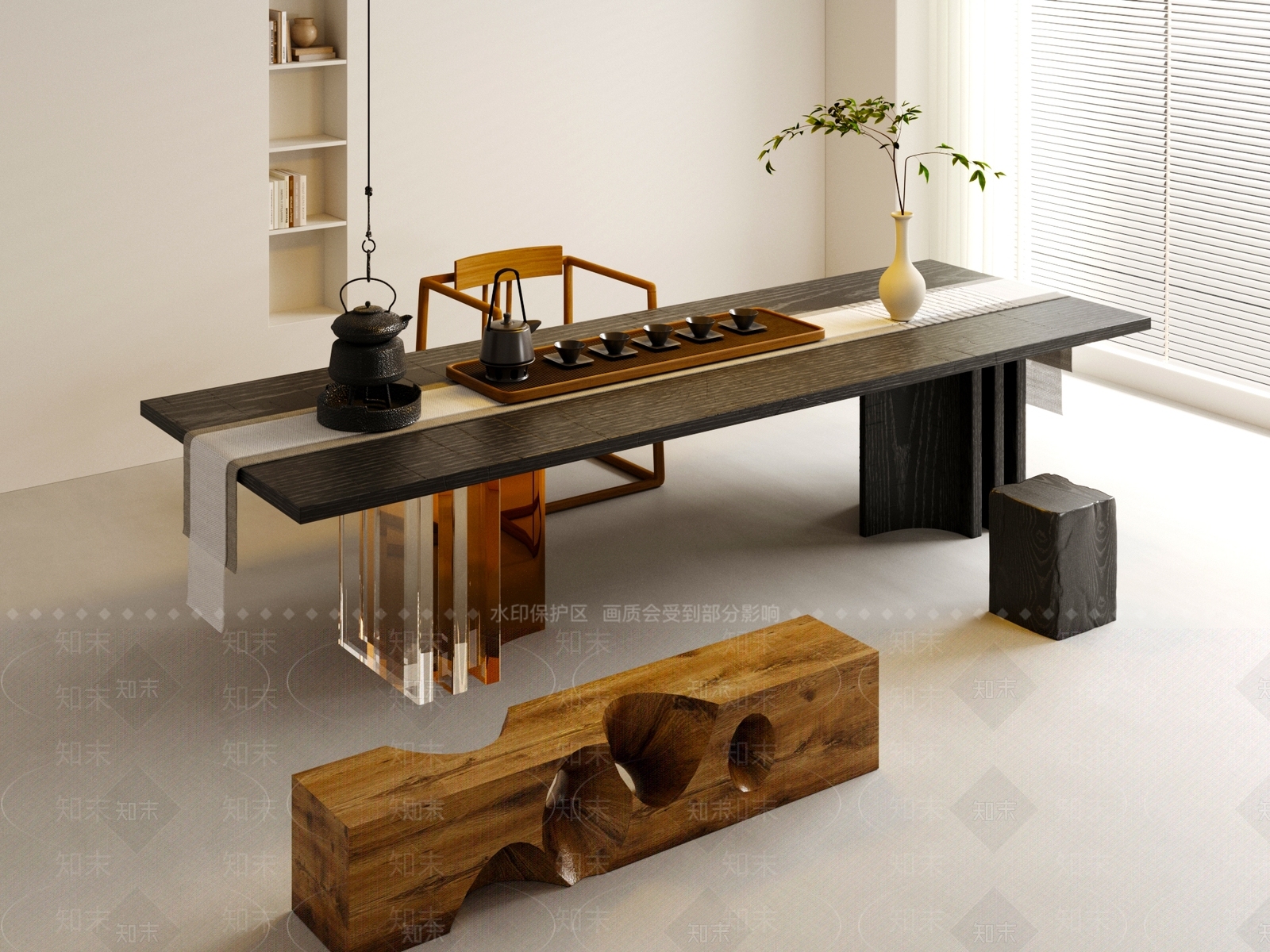 新中式中式茶桌椅3D模型下载【ID:1200541189】