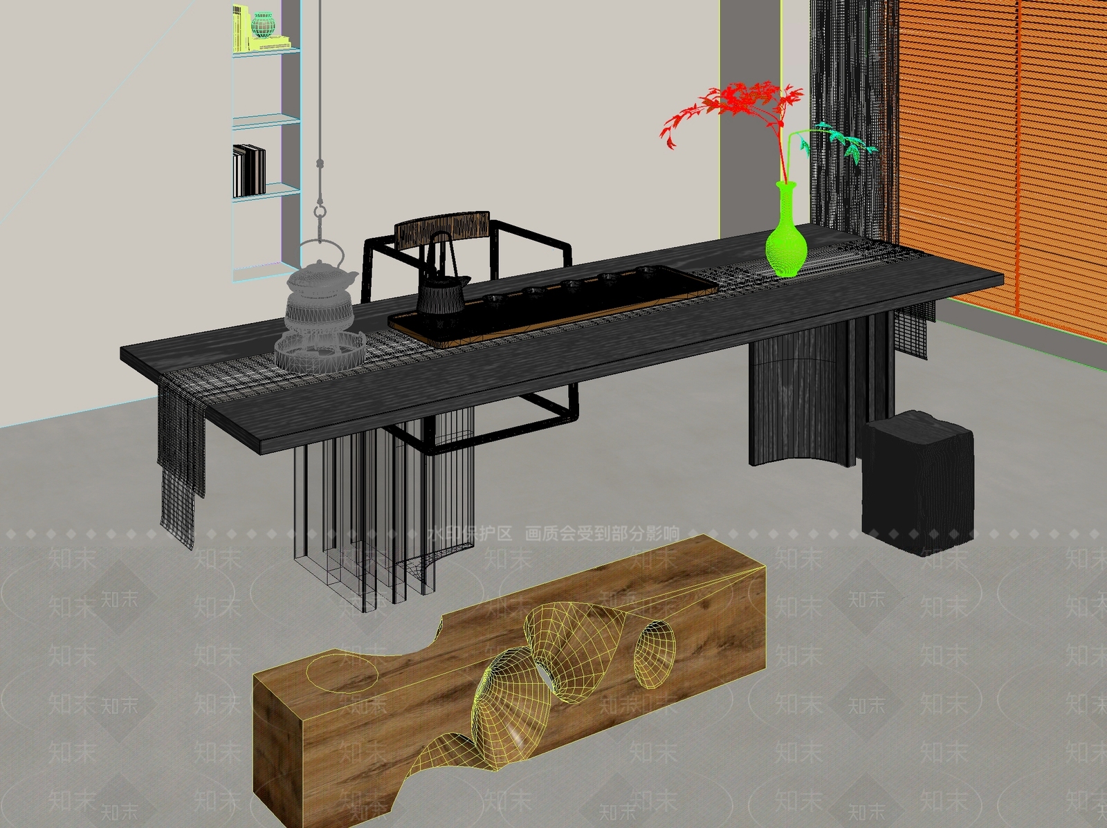 新中式中式茶桌椅3D模型下载【ID:1200541189】