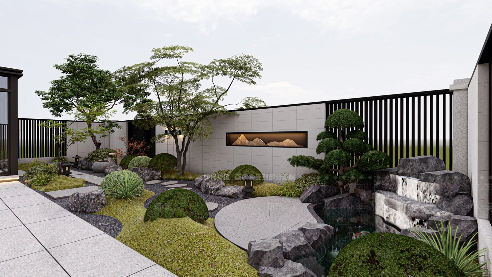日式禅意别墅庭院SU模型下载【ID:1200543735】