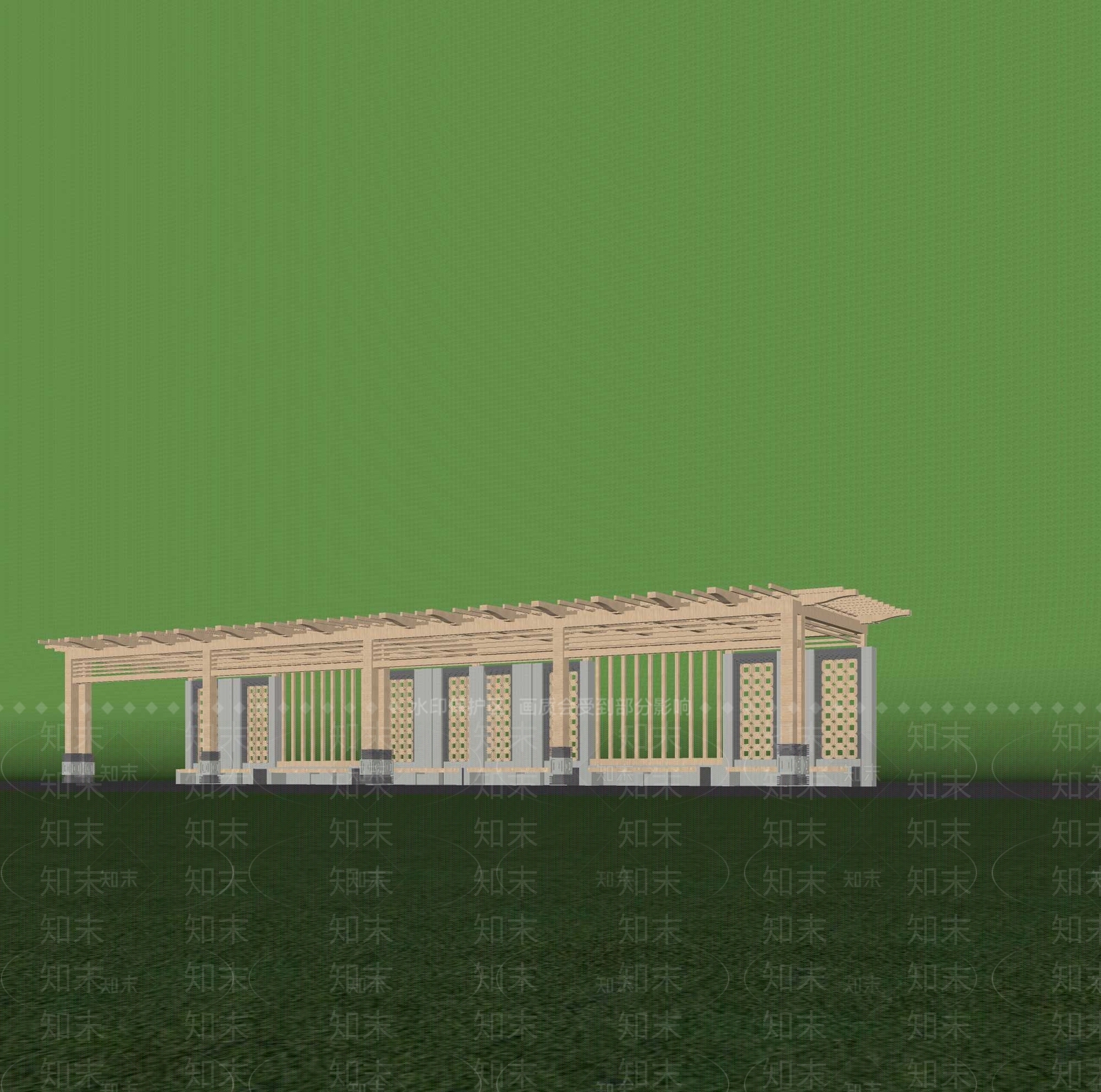 新中式廊架SU模型下载【ID:1200544615】