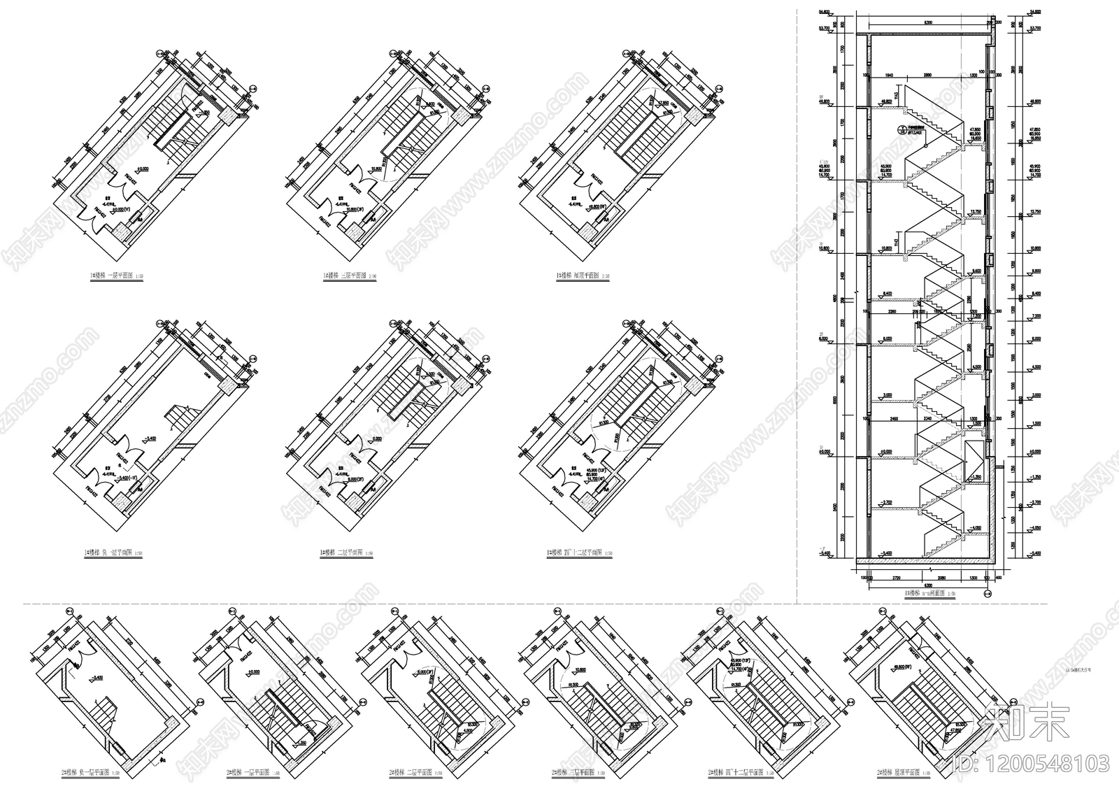 现代产业园建筑cad施工图下载【ID:1200548103】