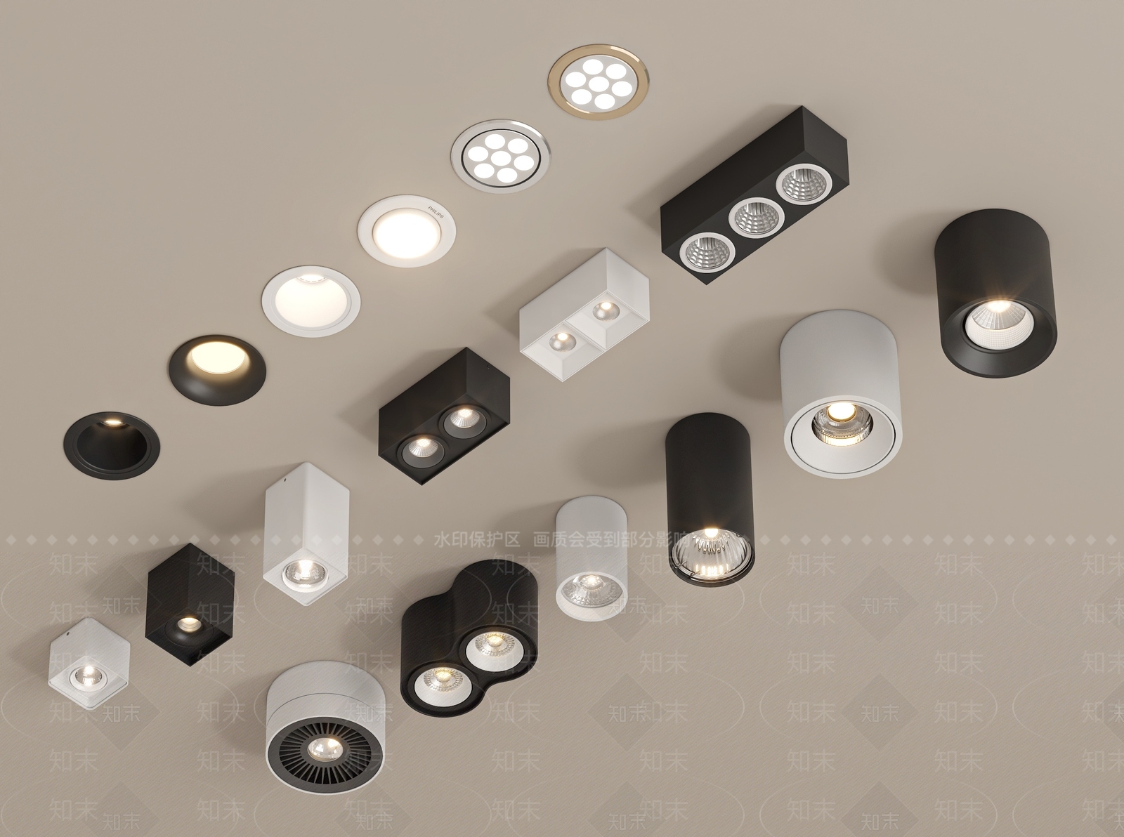 现代筒灯射灯SU模型下载【ID:1200549786】