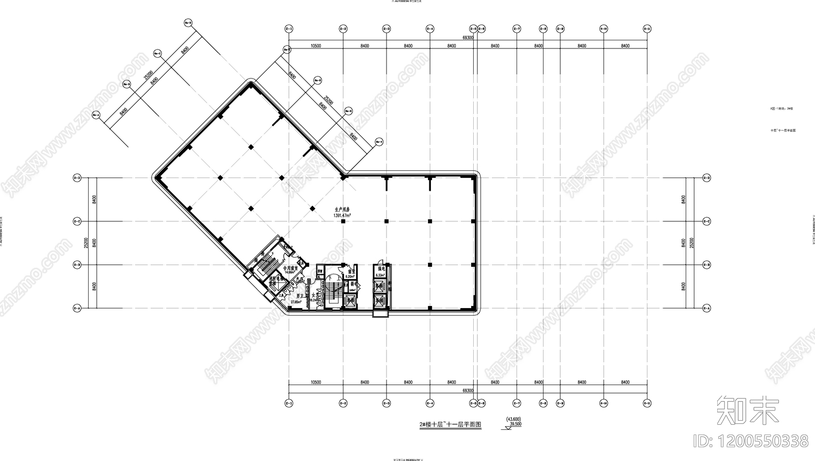 现代产业园建筑cad施工图下载【ID:1200550338】