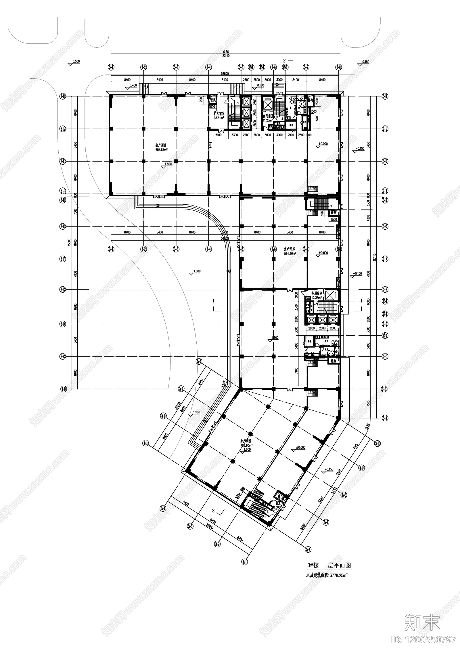 现代产业园建筑cad施工图下载【ID:1200550797】