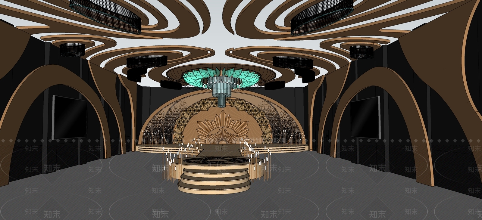 现代宴会厅SU模型下载【ID:1200551360】