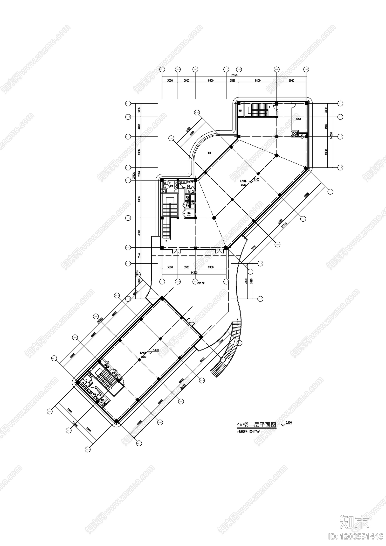 现代产业园建筑cad施工图下载【ID:1200551446】