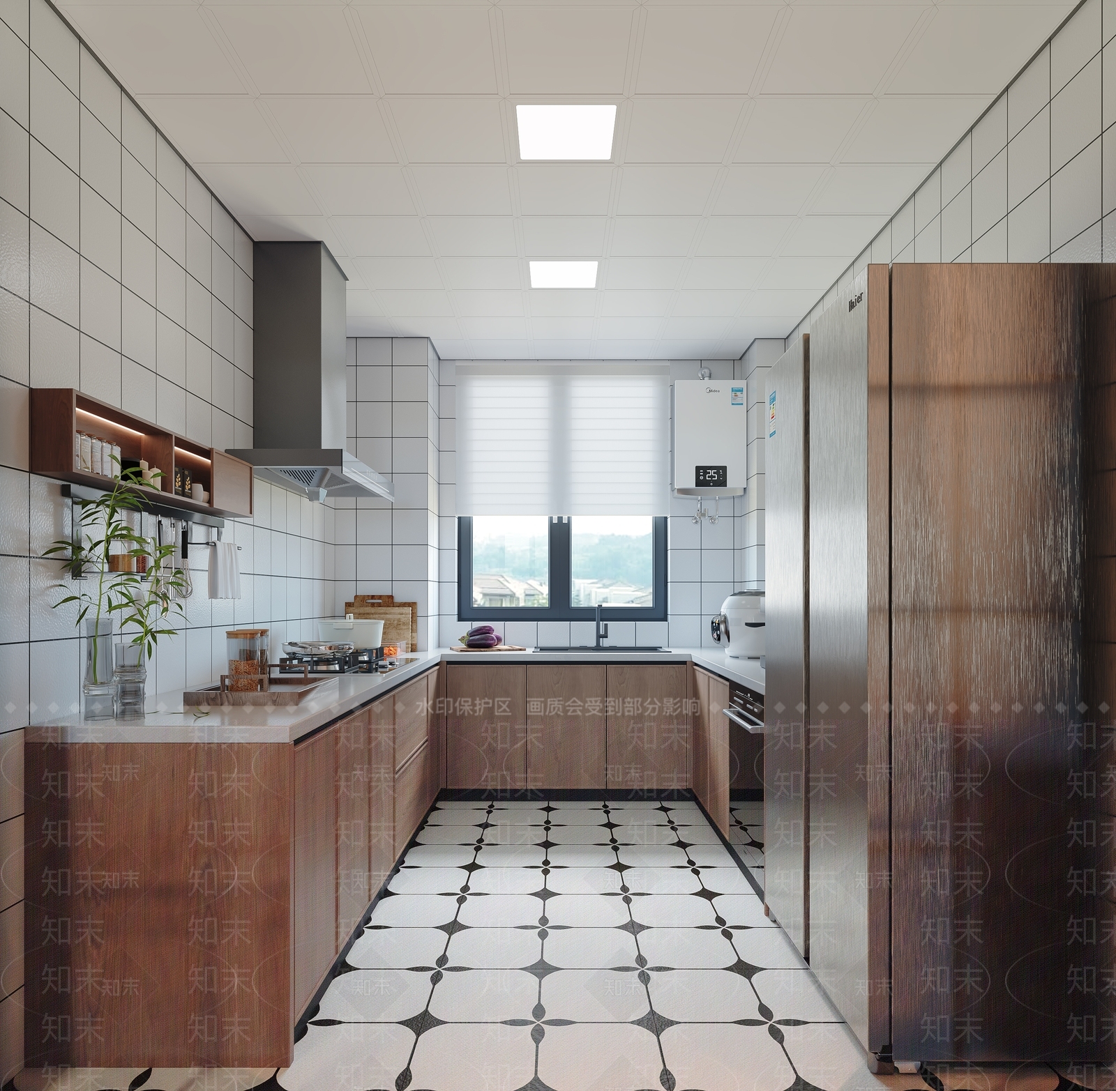 中古北欧封闭式厨房3D模型下载【ID:1200552736】