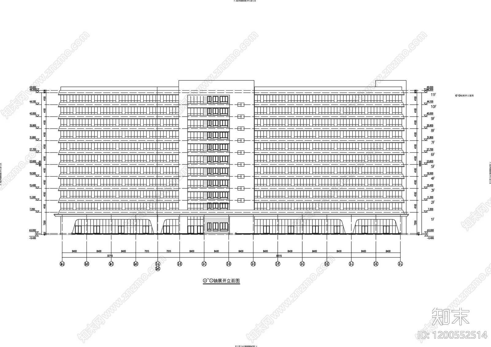 现代产业园建筑cad施工图下载【ID:1200552514】
