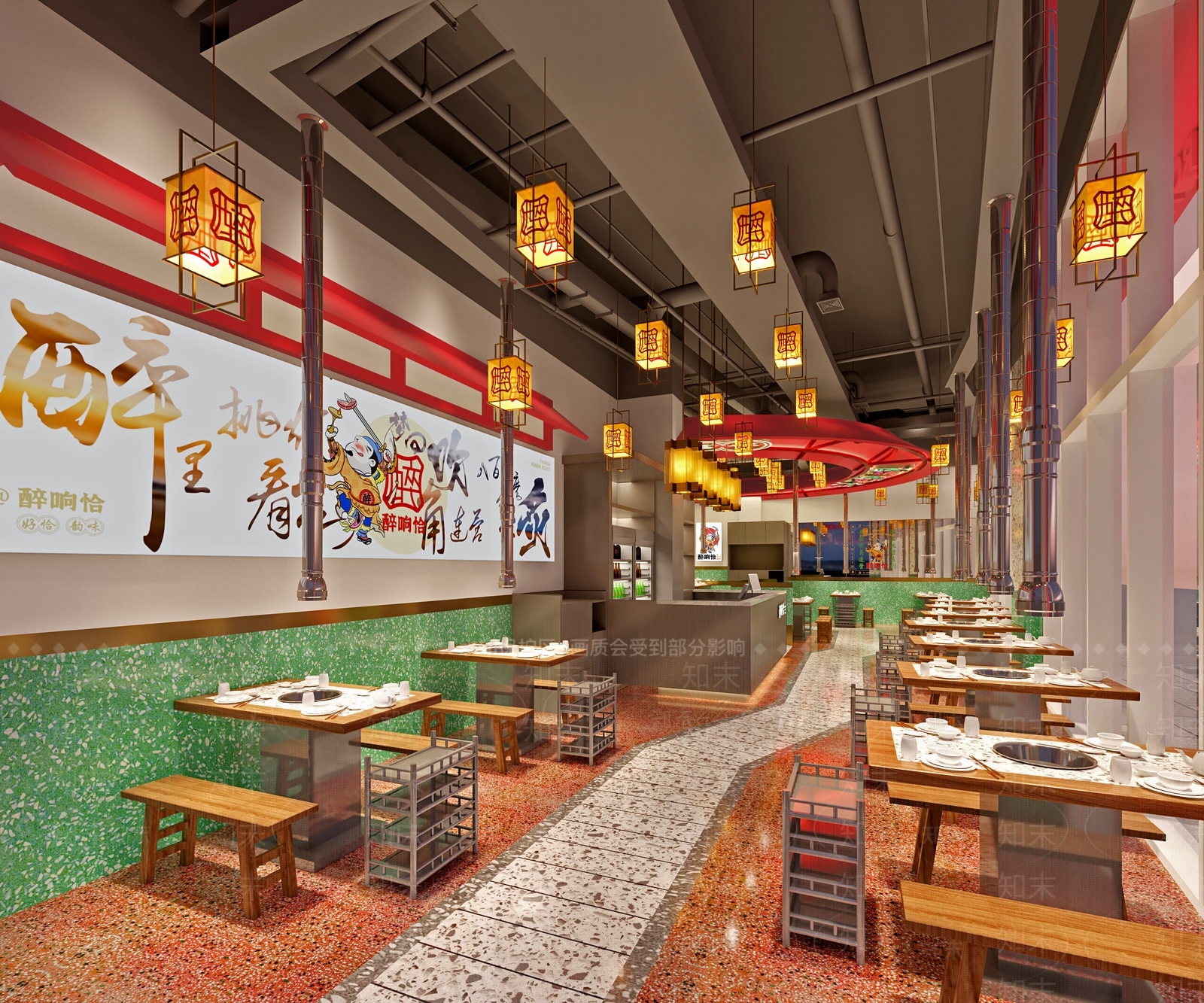 新中式复古烧烤烤肉店SU模型下载【ID:1200553946】